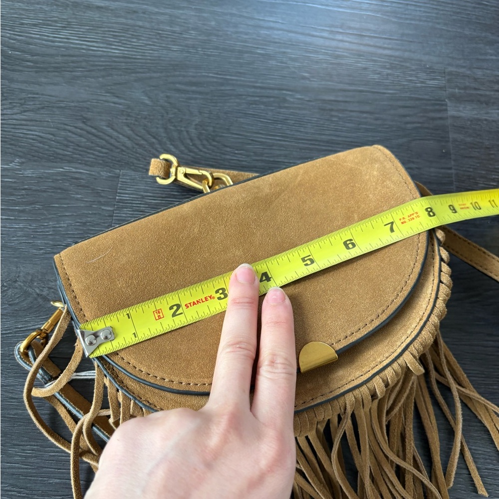 Mango tan fringe suede bag crossbody or clutch - Picture 7 of 8